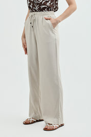 Pantalón Calce Recto Mujer Beige