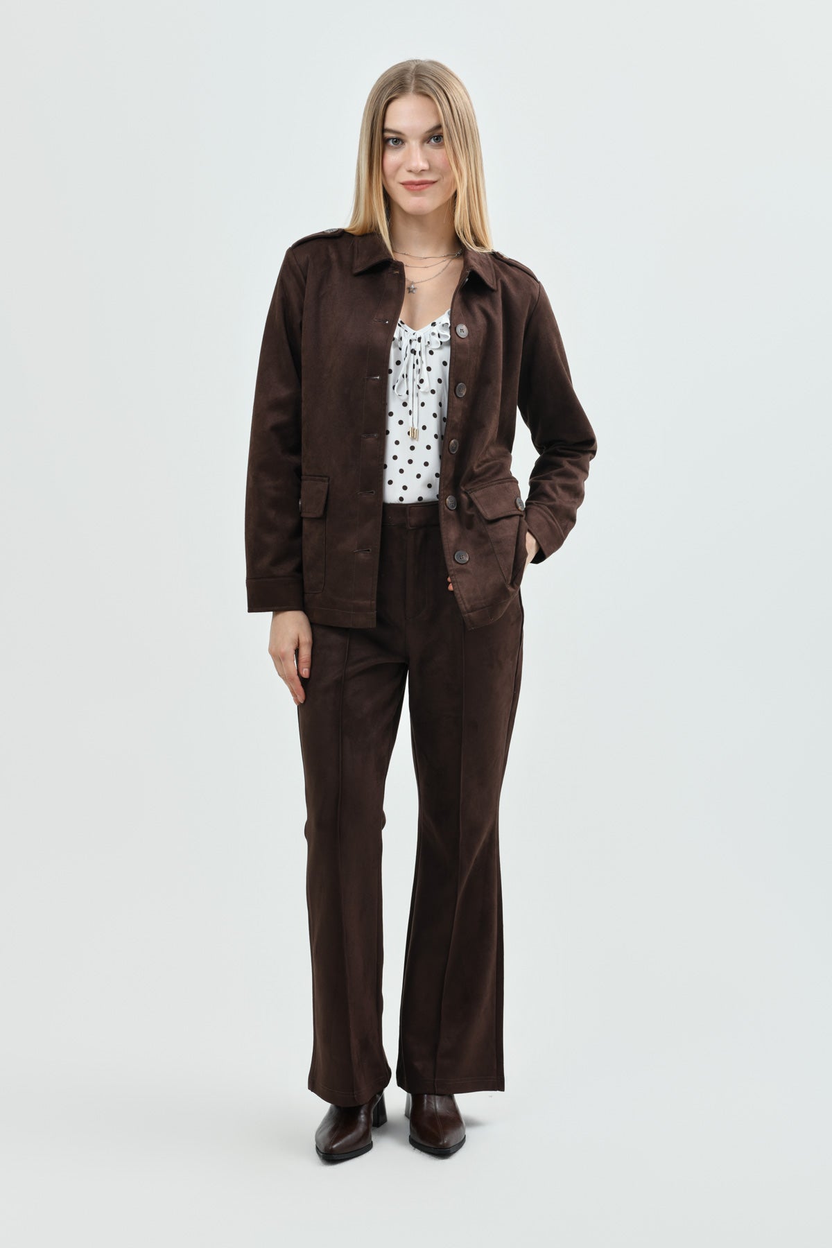 Chaqueta Mujer Regular Café Oscuro