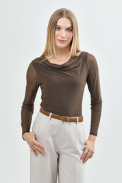 Polera Mujer Slim Café Claro