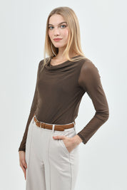 Polera Mujer Slim Café Claro