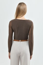 Polera Mujer Slim Café Claro