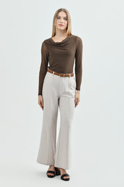Polera Mujer Slim Café Claro