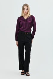 Blusa Mujer Clásica Vino