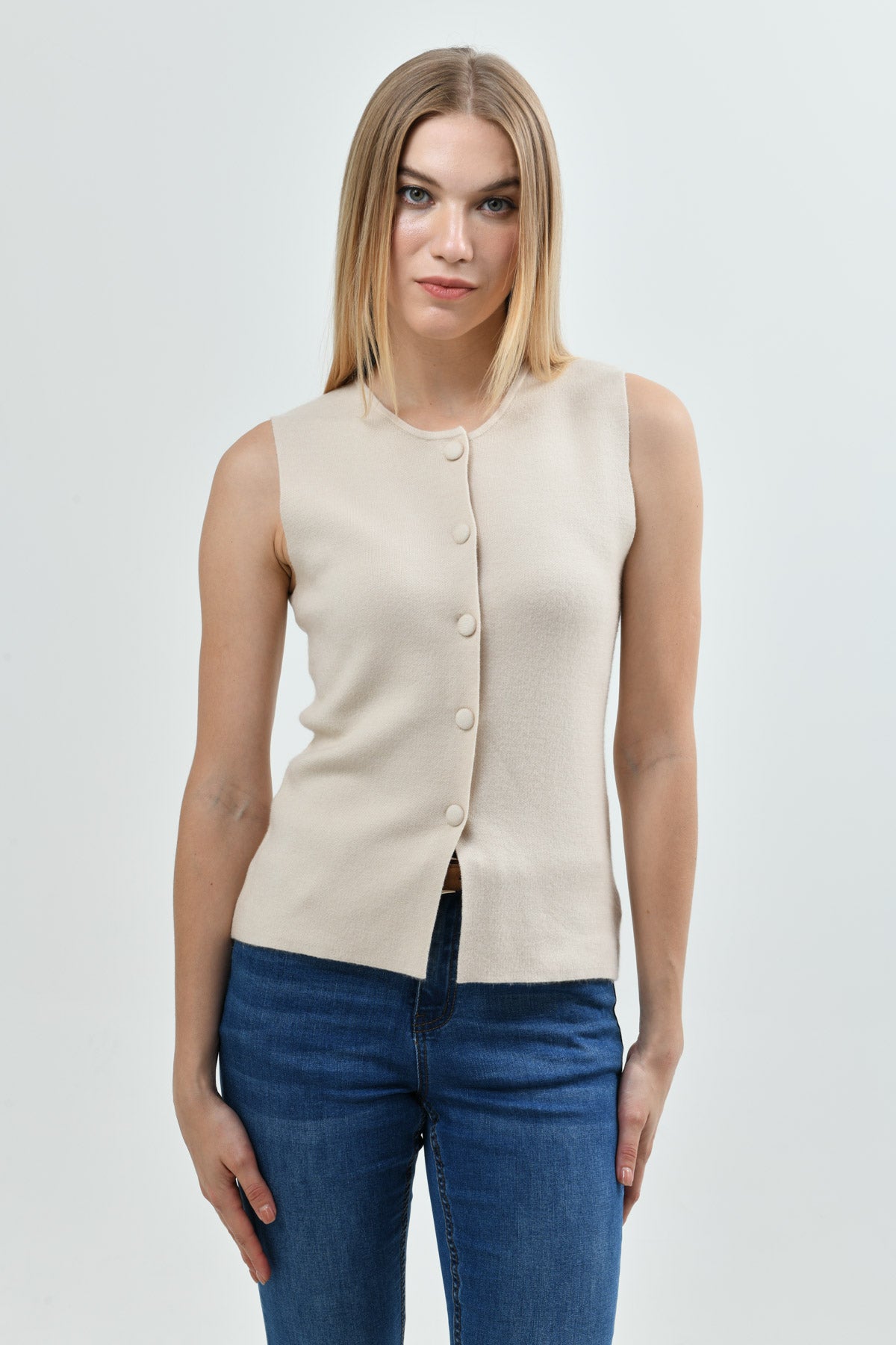 Sweater Mujer Slim Beige