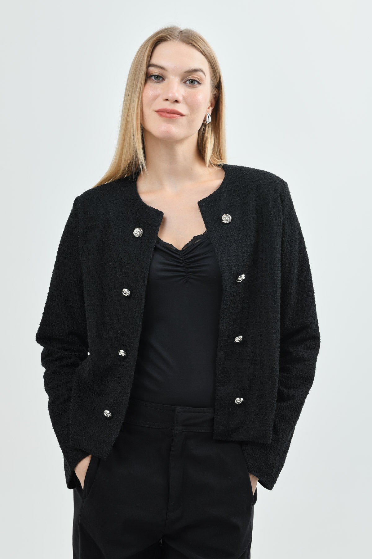 Chaqueta Mujer Regular Negro