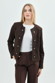 Chaqueta Mujer Regular Café Oscuro