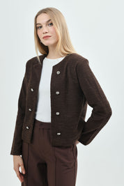 Chaqueta Mujer Regular Café Oscuro