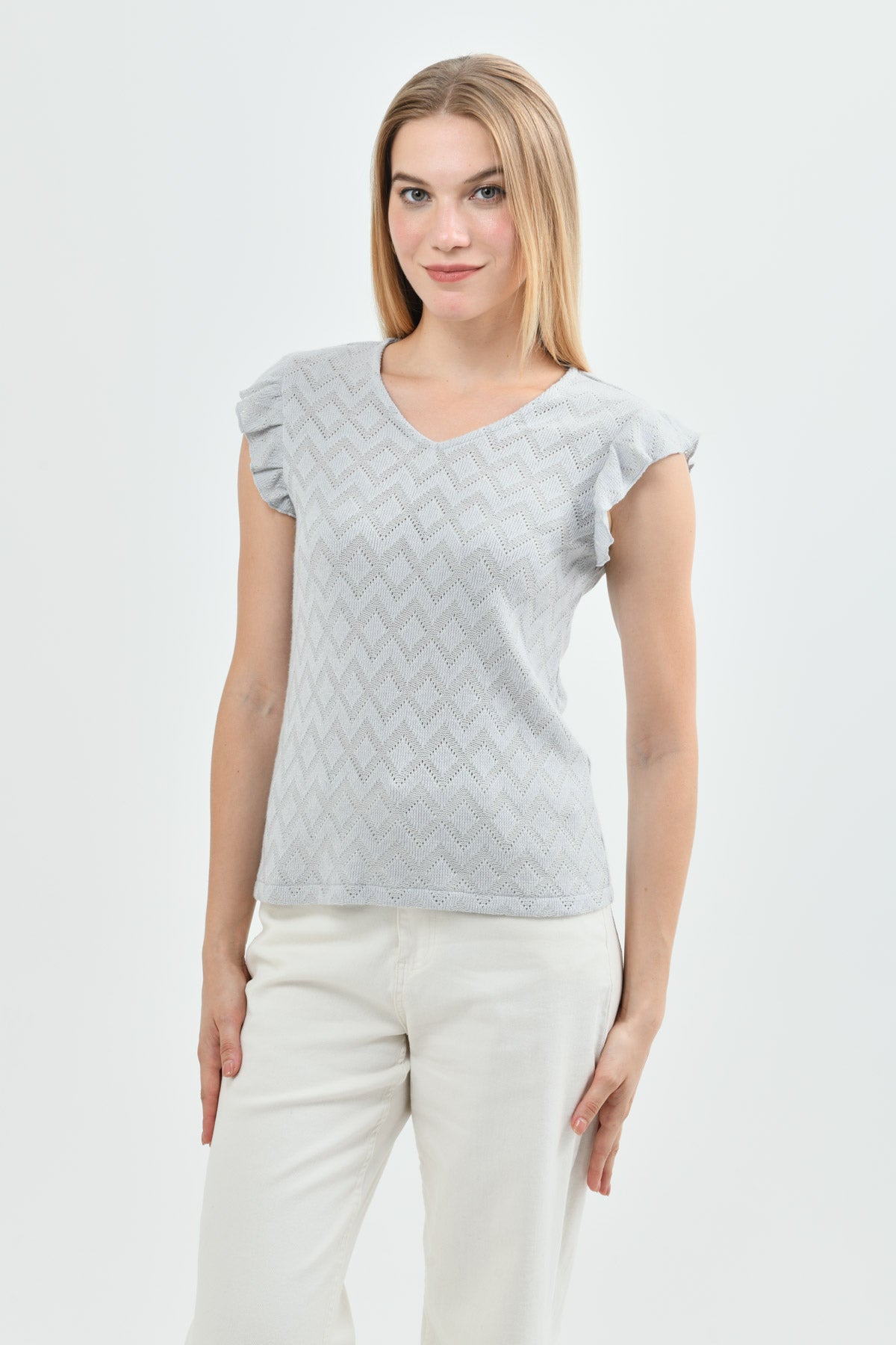 Sweater Mujer Regular Gris Claro