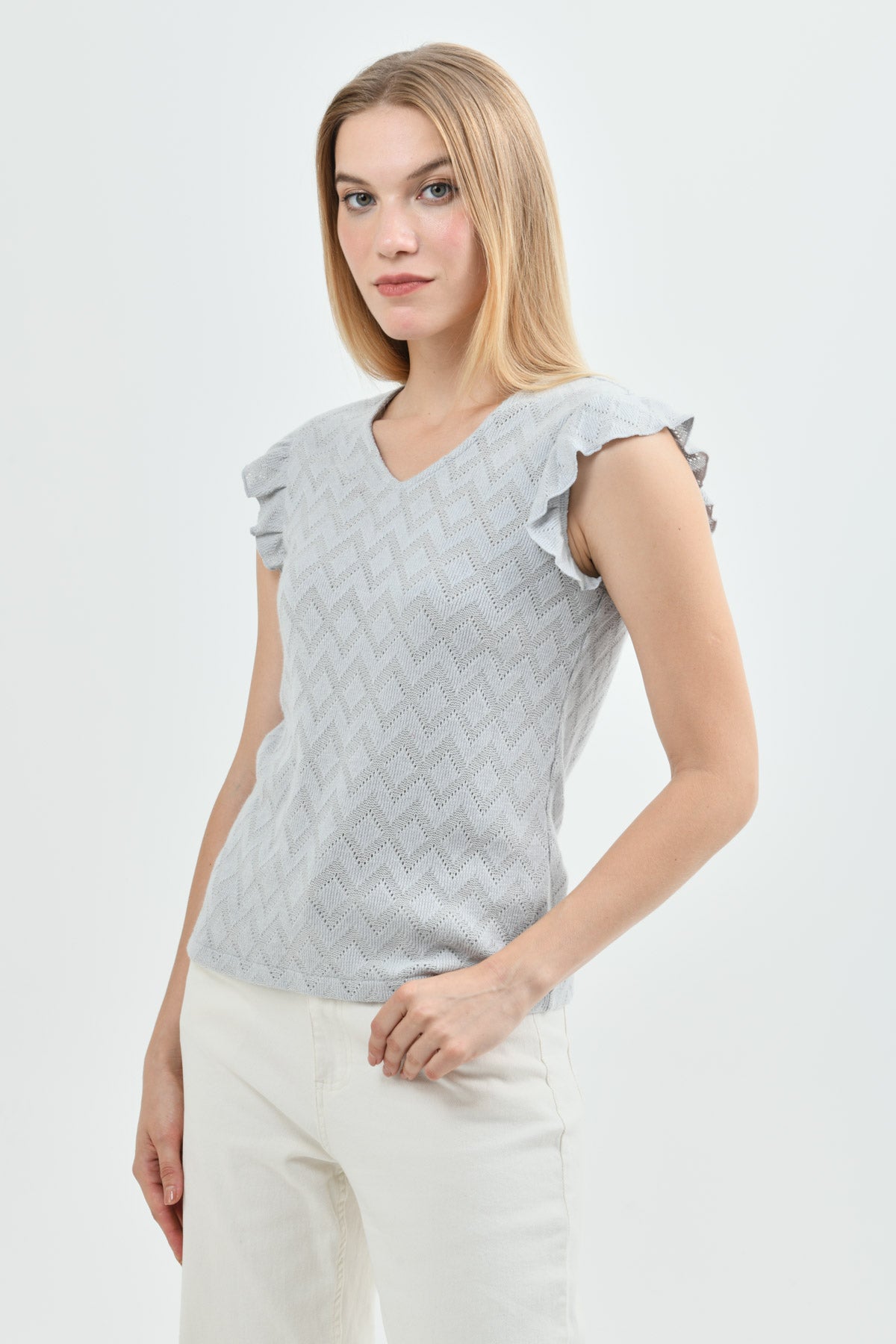 Sweater Mujer Regular Gris Claro