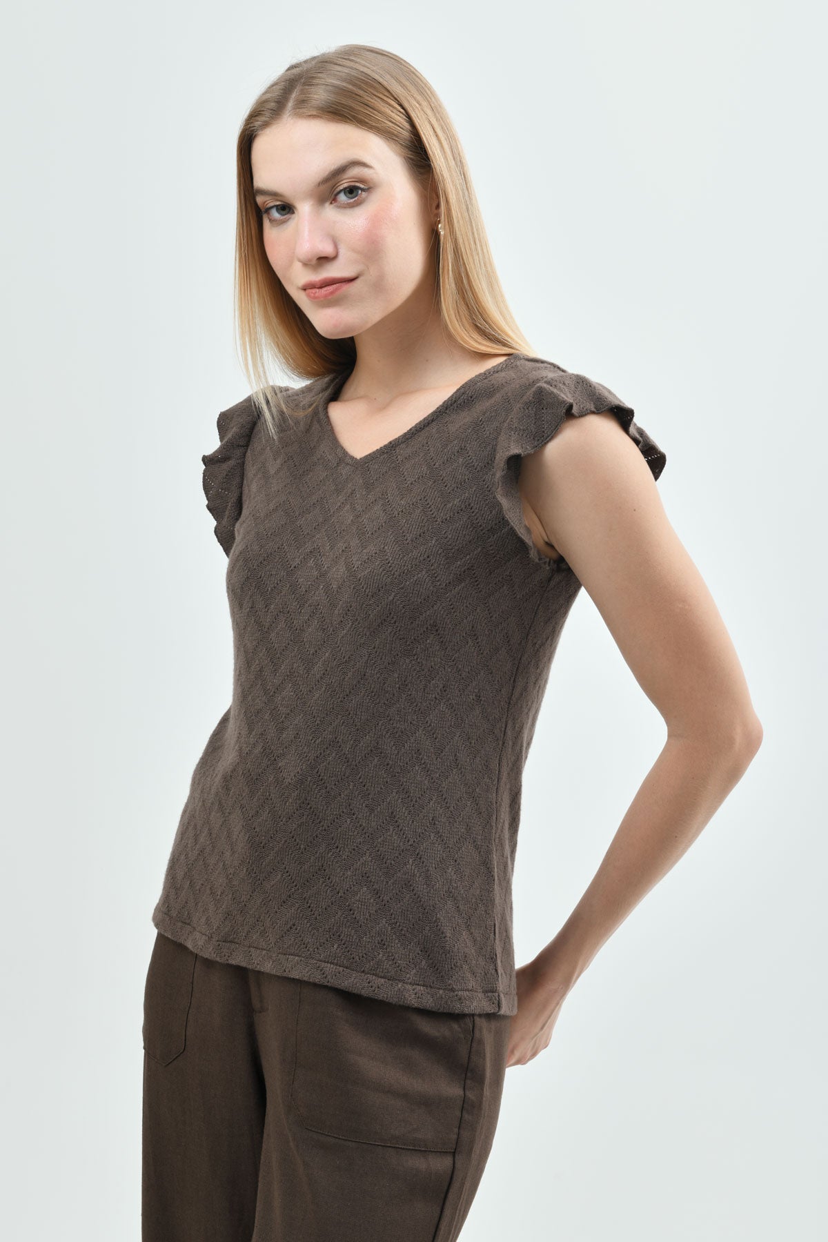 Sweater Mujer Regular Café Claro