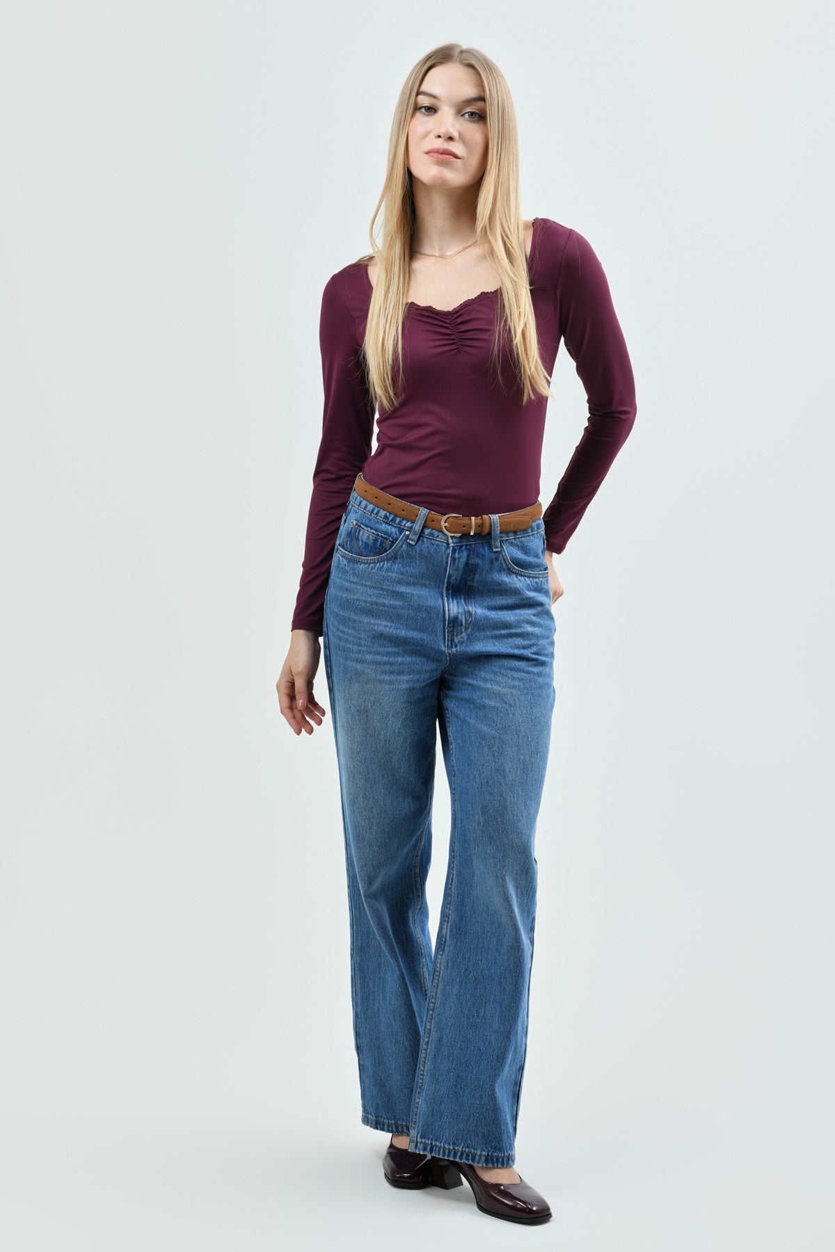 Polera Mujer Slim Fit Vino