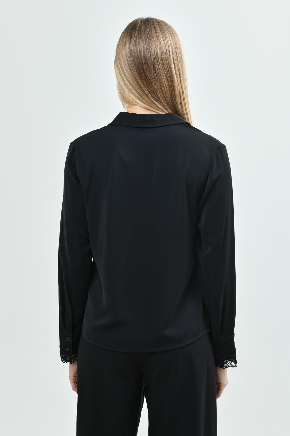 Blusa Mujer Cuello Camisero Negro
