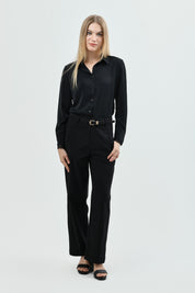 Blusa Mujer Cuello Camisero Negro