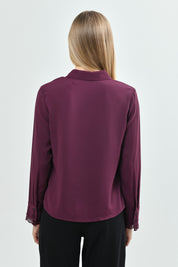 Blusa Mujer Cuello Camisero Vino