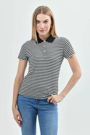 Sweater Mujer Regular Cuello Camisero Negro