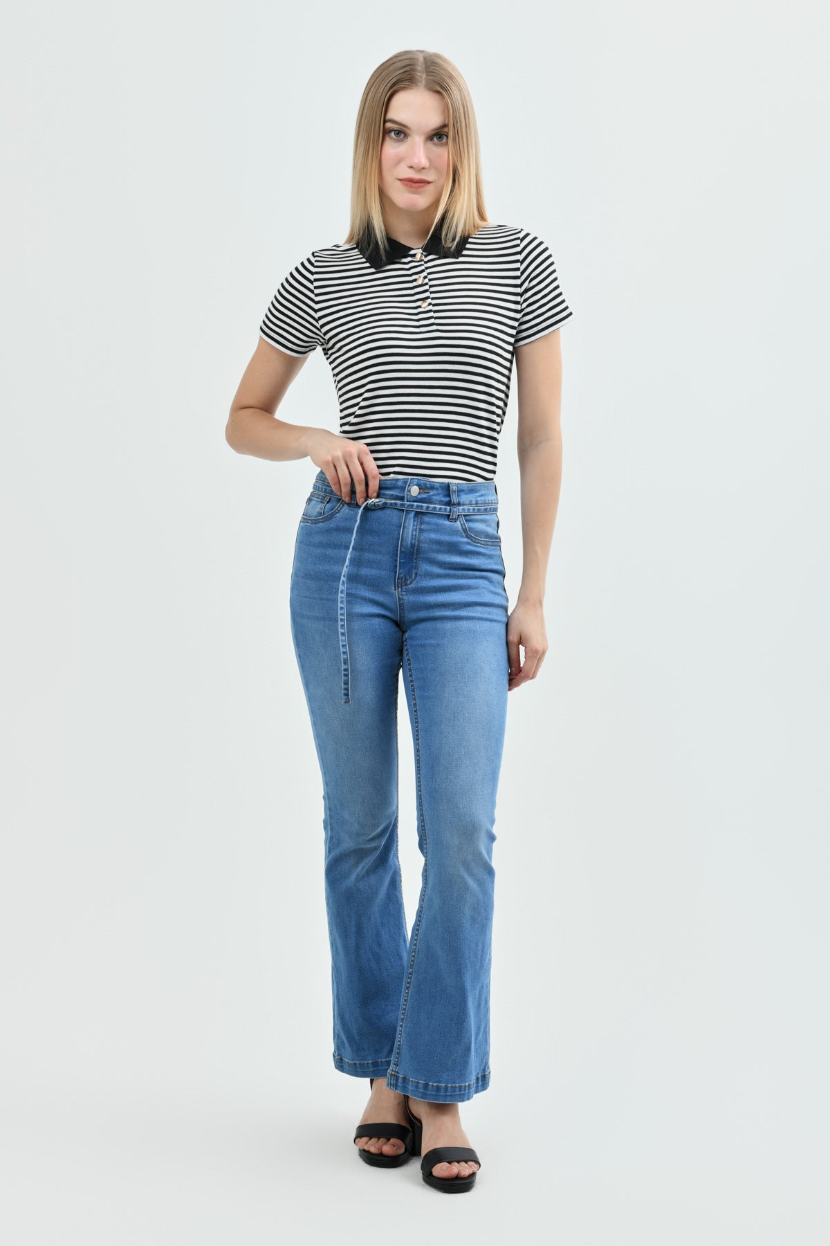 Sweater Mujer Regular Cuello Camisero Negro