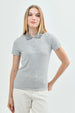 Sweater Mujer Regular Cuello Camisero Gris Melange
