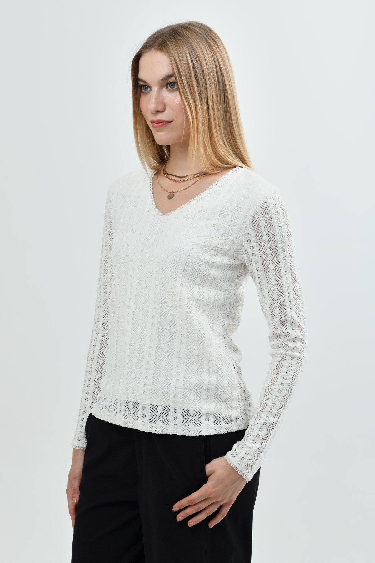 Polera Mujer Slim Crema