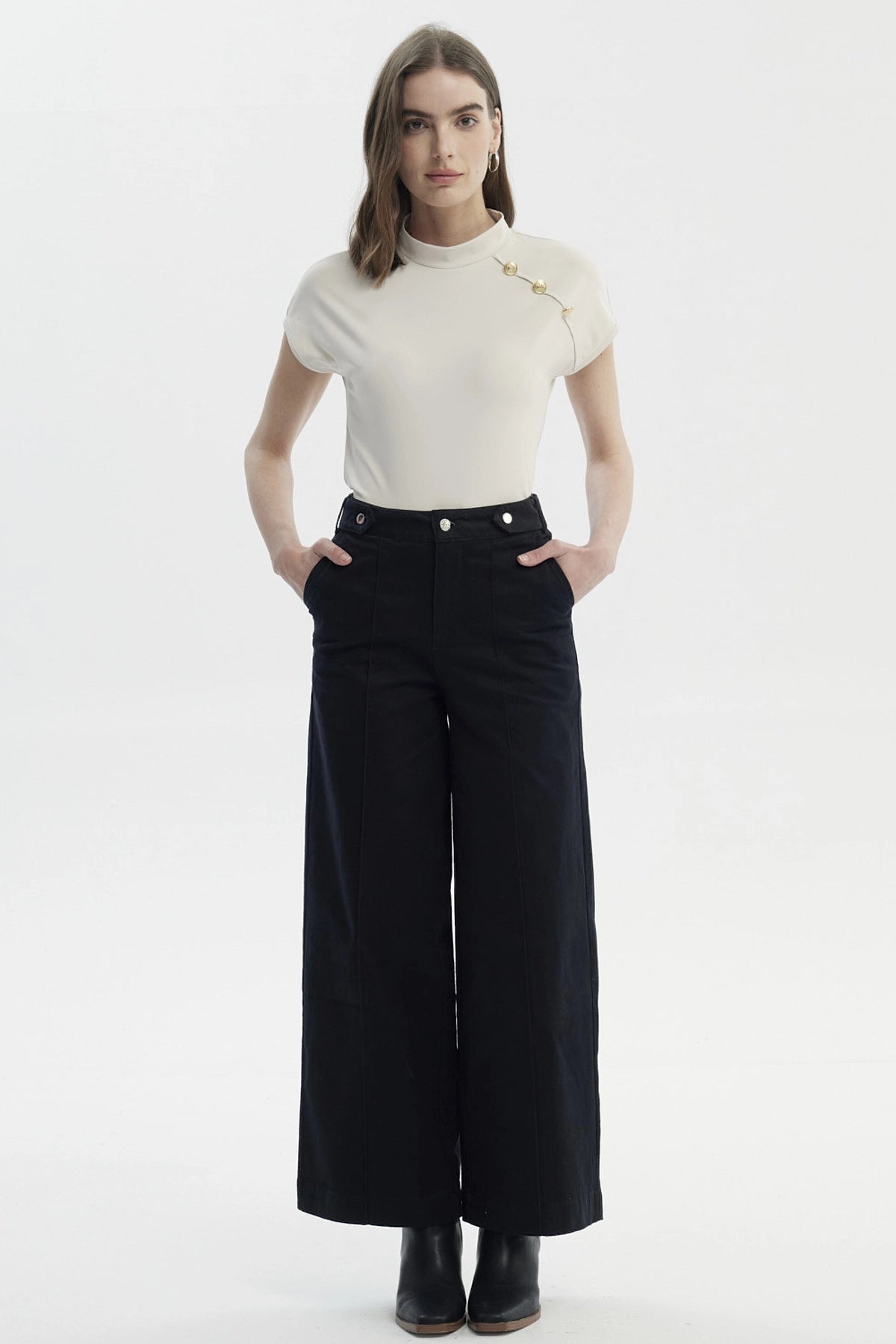 Pantalón Mujer Wide Leg Negro