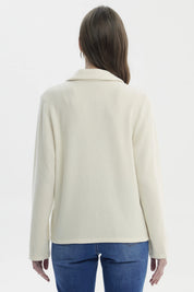 Sweater Mujer Slim Cuello Camisero Crema