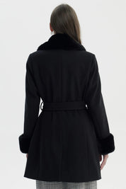 Abrigo Mujer Slim Cuello Camisero Negro