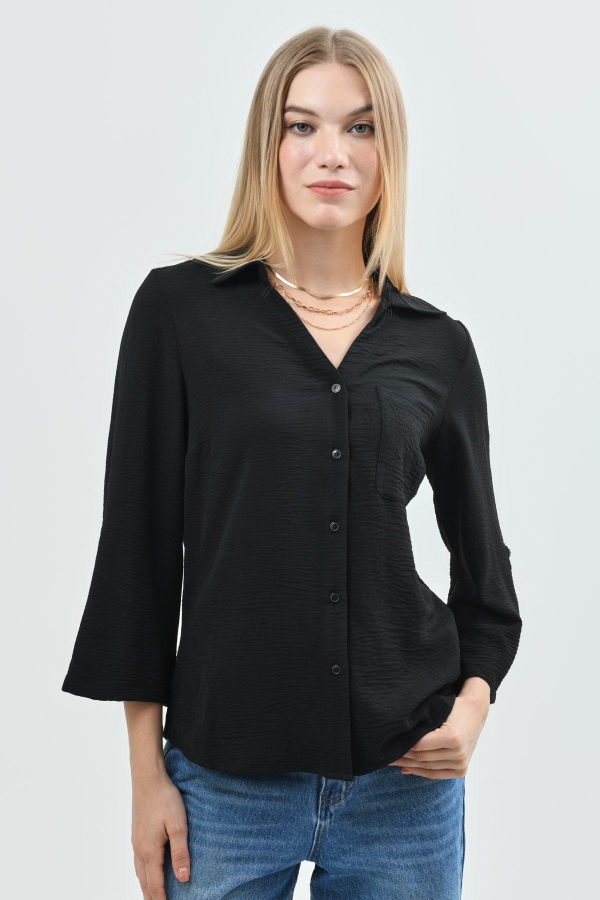 Blusa Loose Mujer Negro
