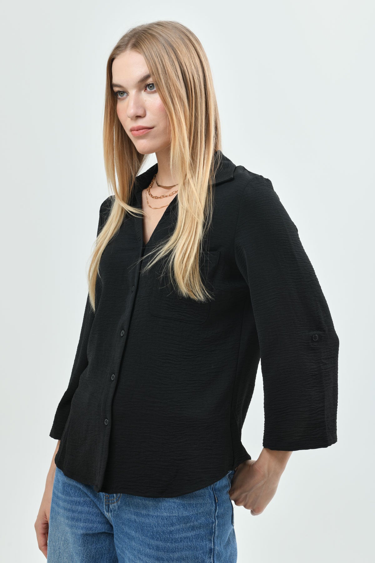 Blusa Loose Mujer Negro