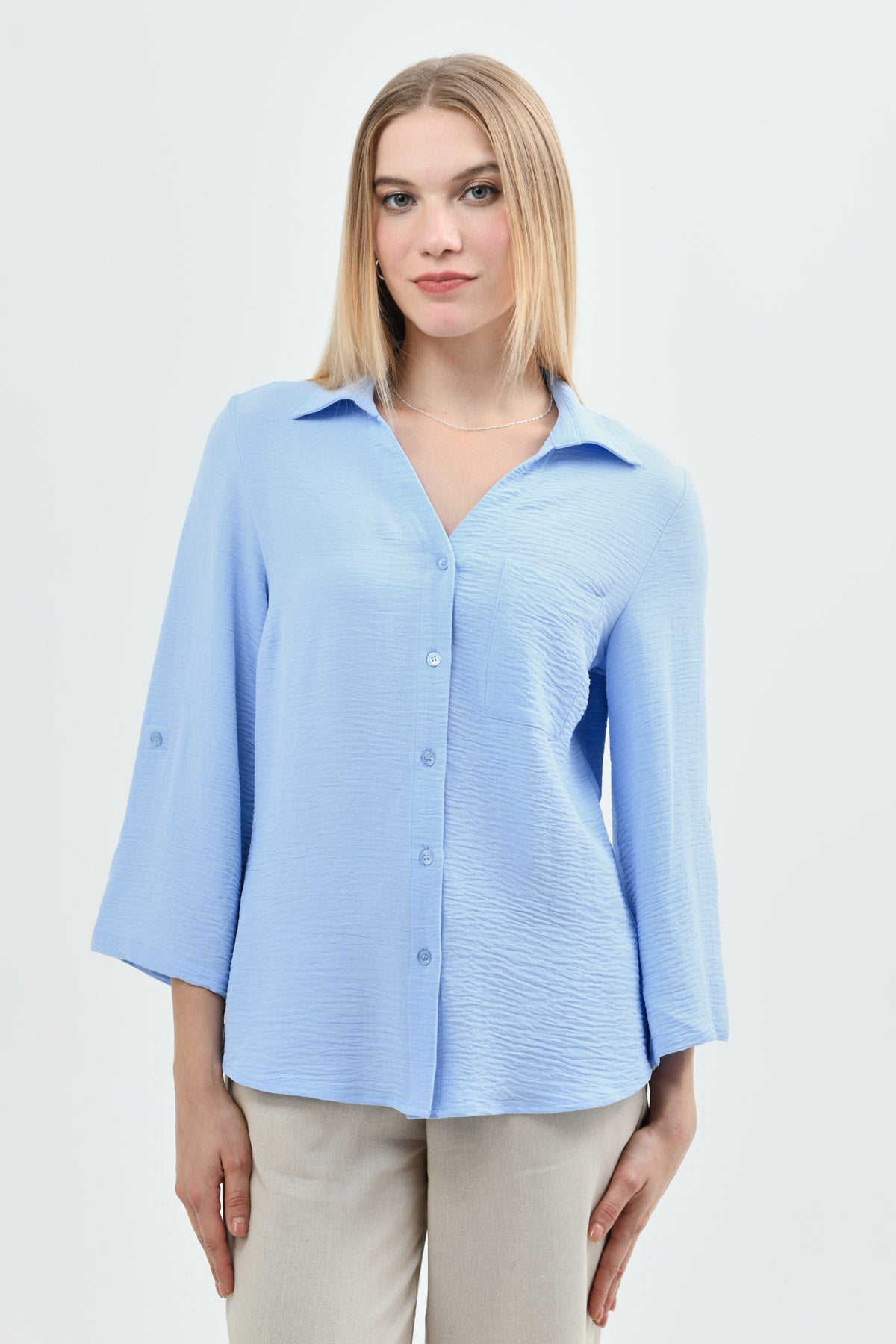 Blusa Loose Mujer Celeste Claro