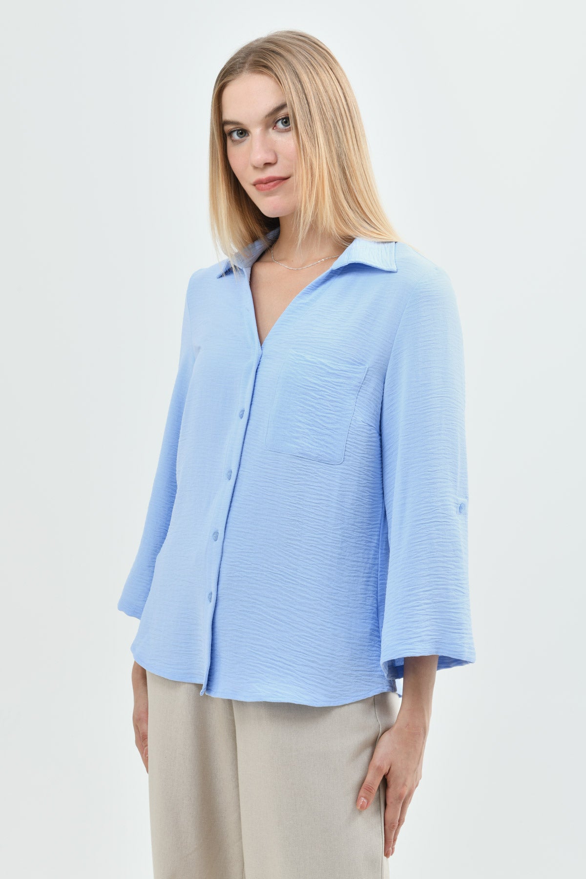 Blusa Loose Mujer Celeste Claro