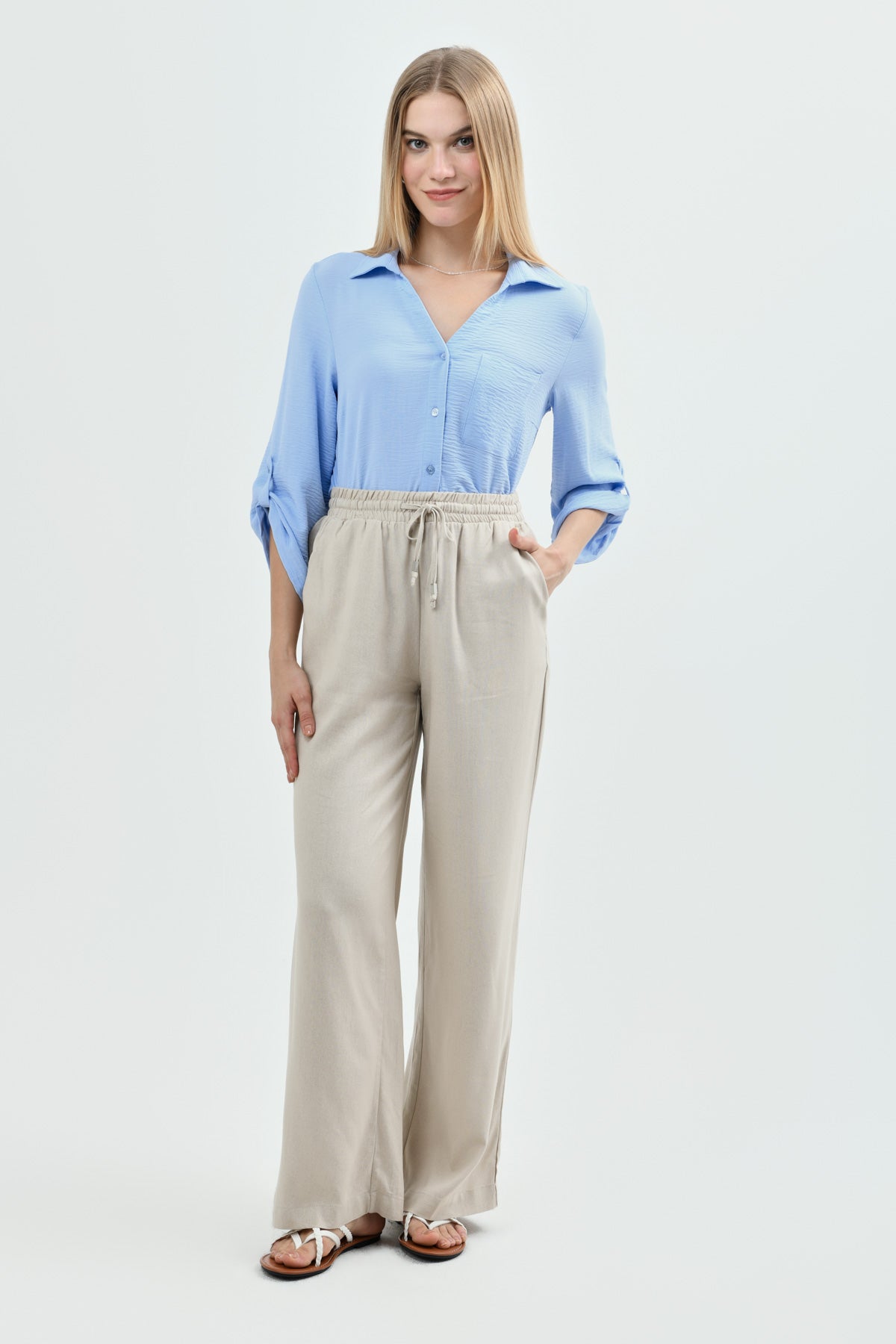 Blusa Loose Mujer Celeste Claro