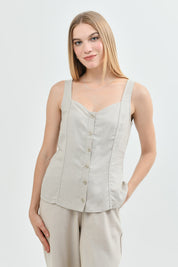 Blusa Sin Mangas Mujer Beige Claro