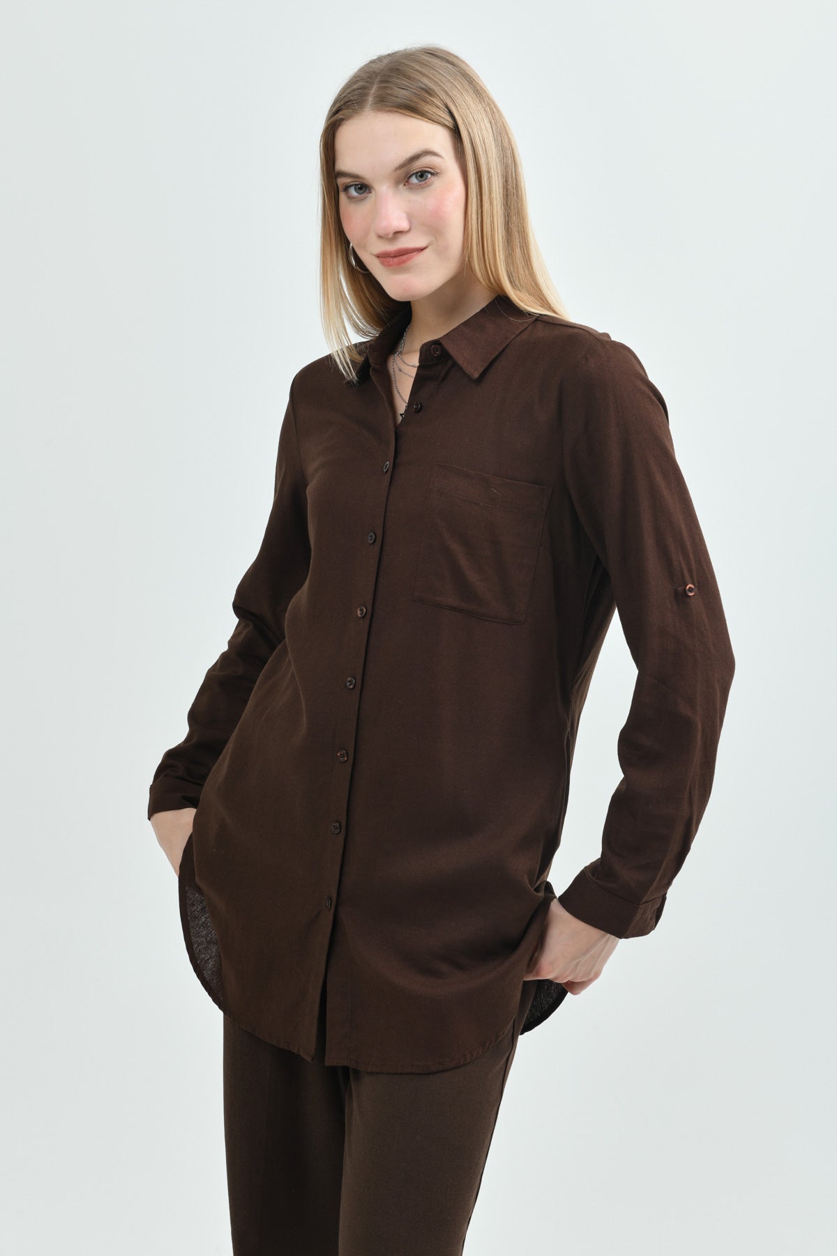 Blusa Loose Mujer Café Oscuro