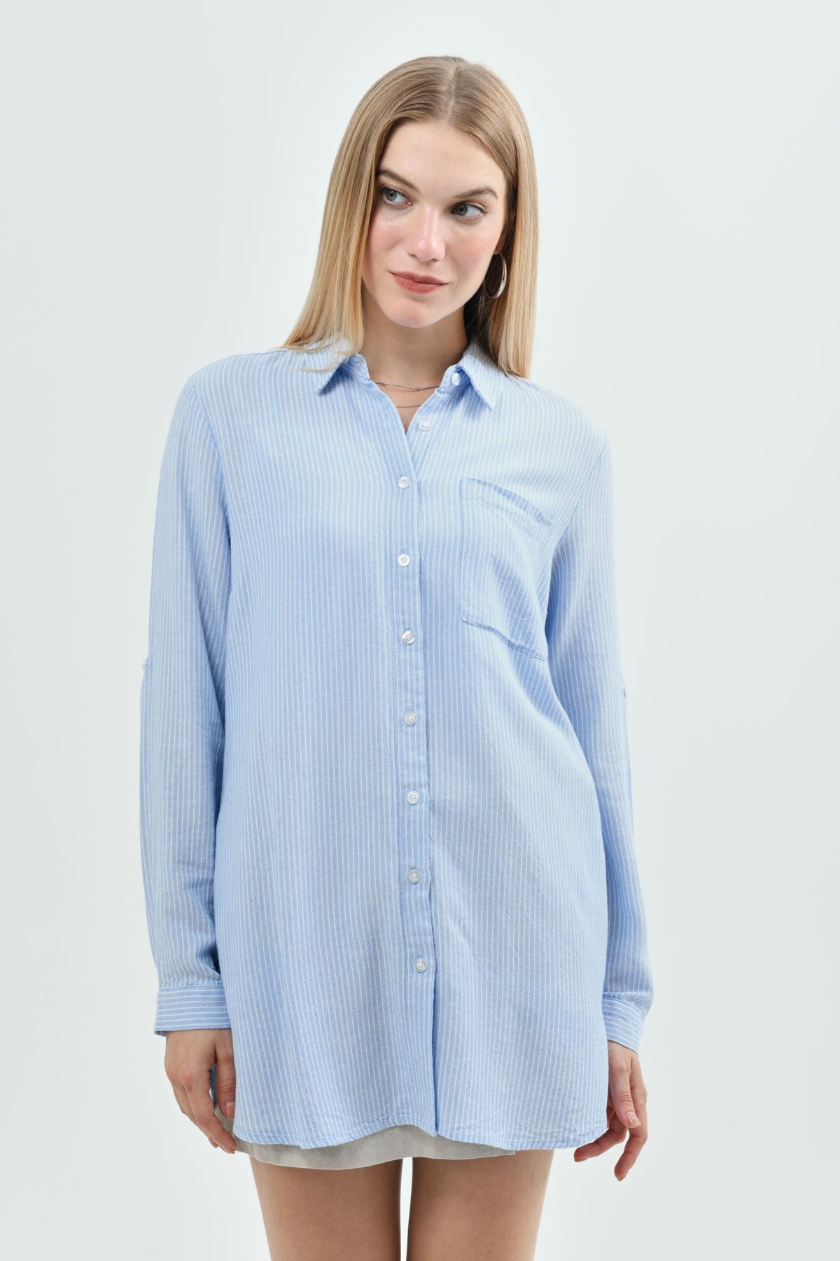 Blusa Loose Mujer Celeste