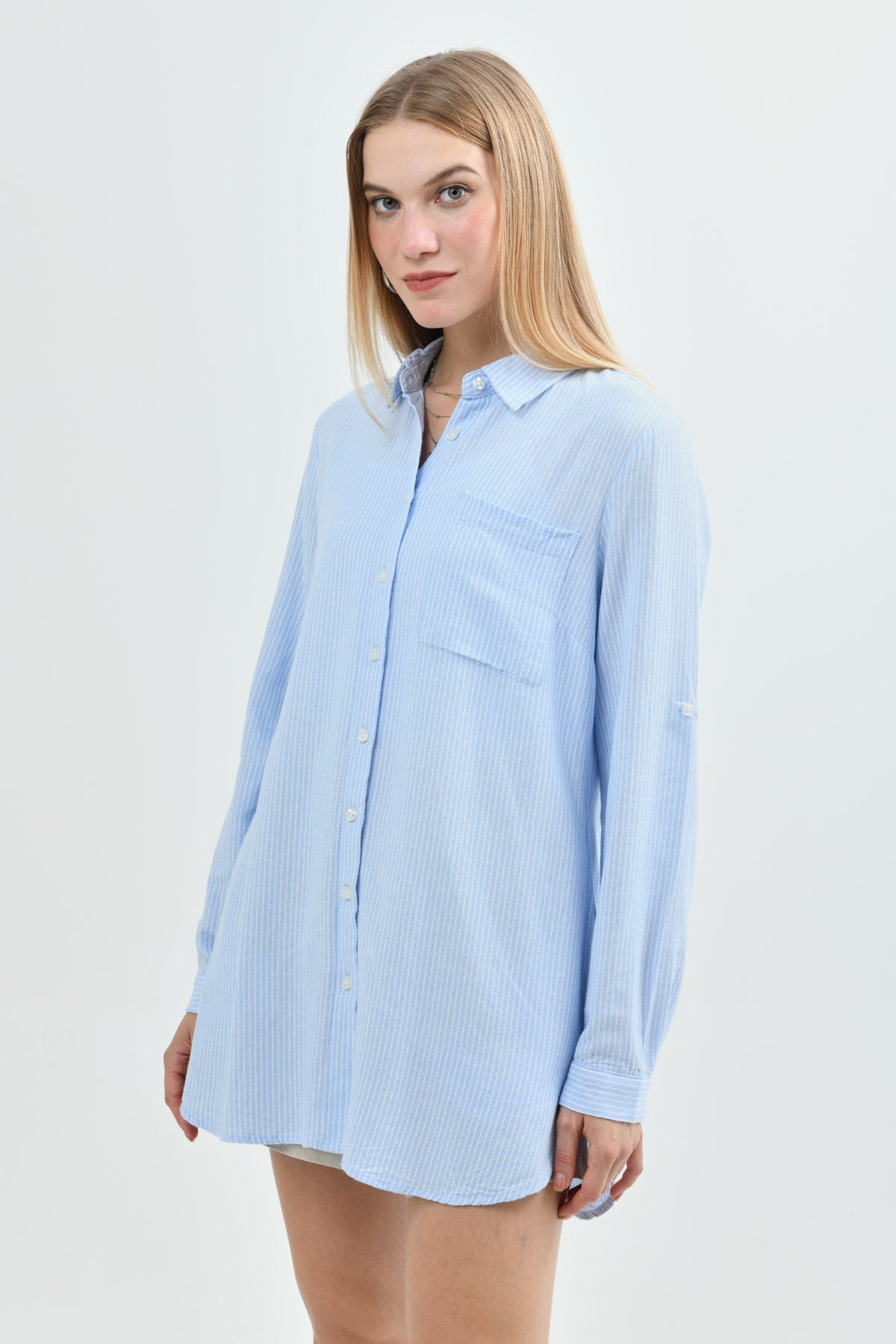 Blusa Loose Mujer Celeste