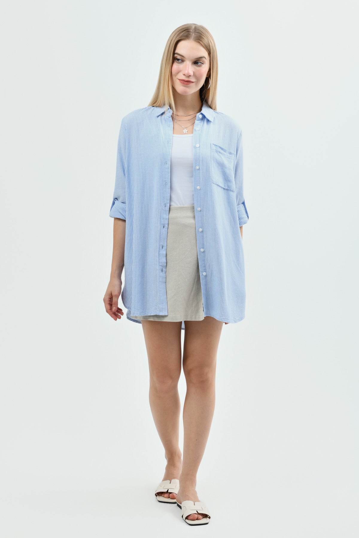 Blusa Loose Mujer Celeste