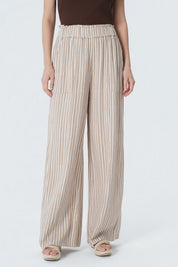 Pantalón Calce Recto Mujer Beige