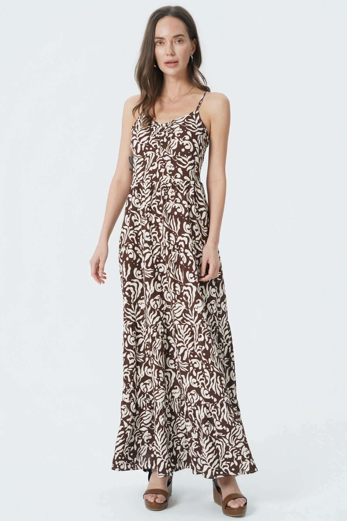 Vestido Falda Midi Mujer Café Oscuro