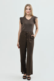Pantalón Loose Mujer Café Oscuro