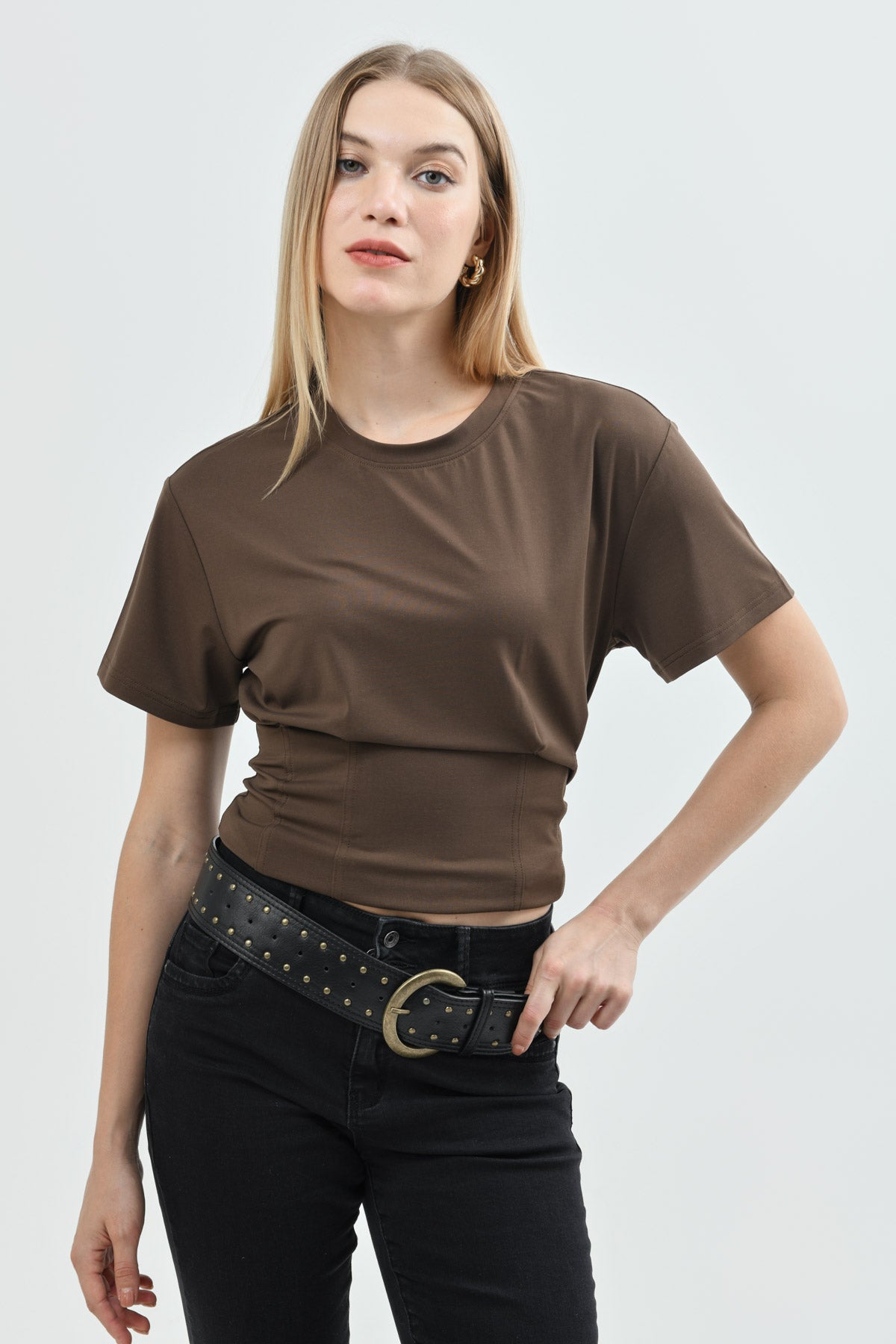 Polera Mujer Regular Café Claro