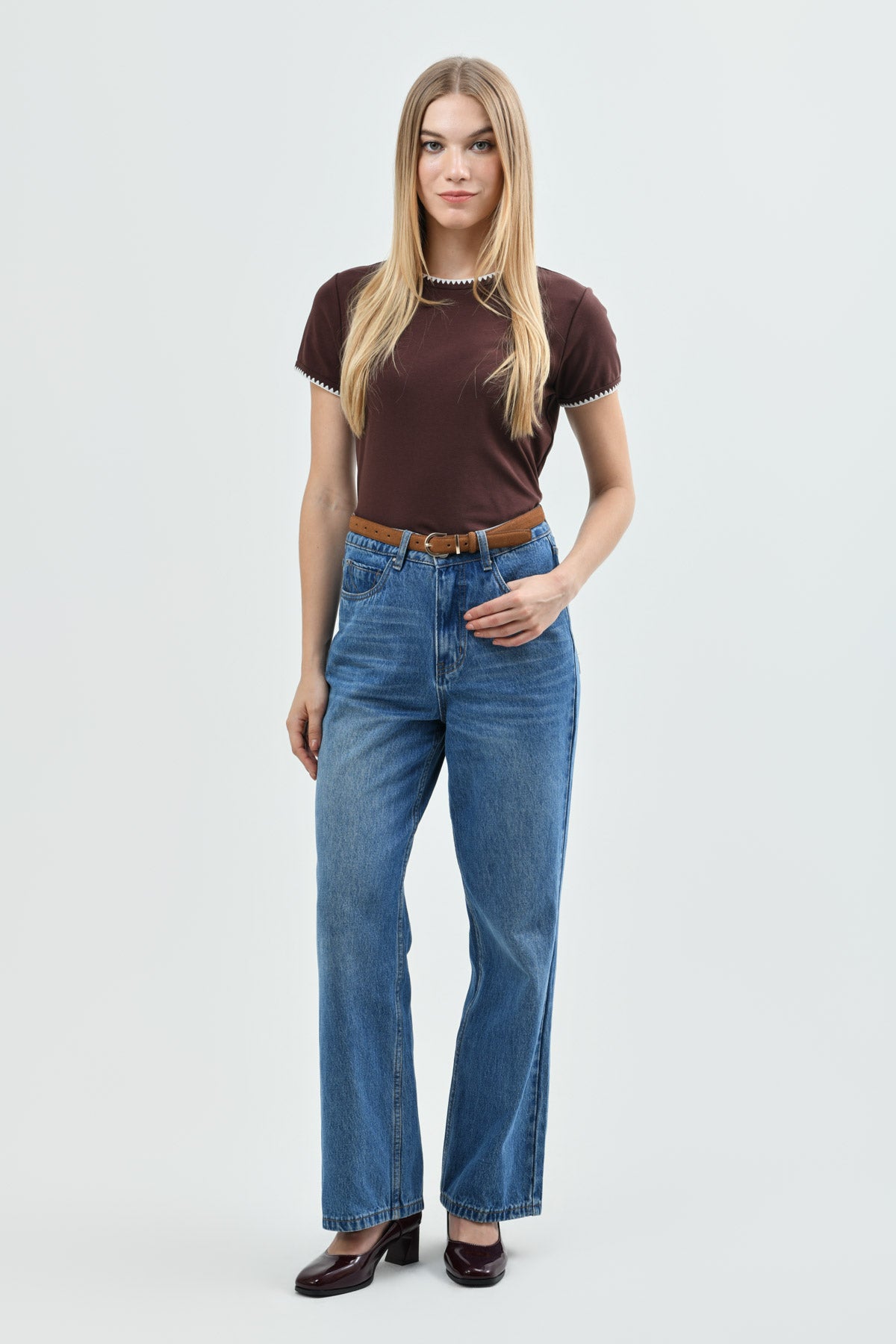 Polera Mujer Loose Café Oscuro