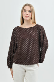 Blusa Mujer Loose Café Oscuro