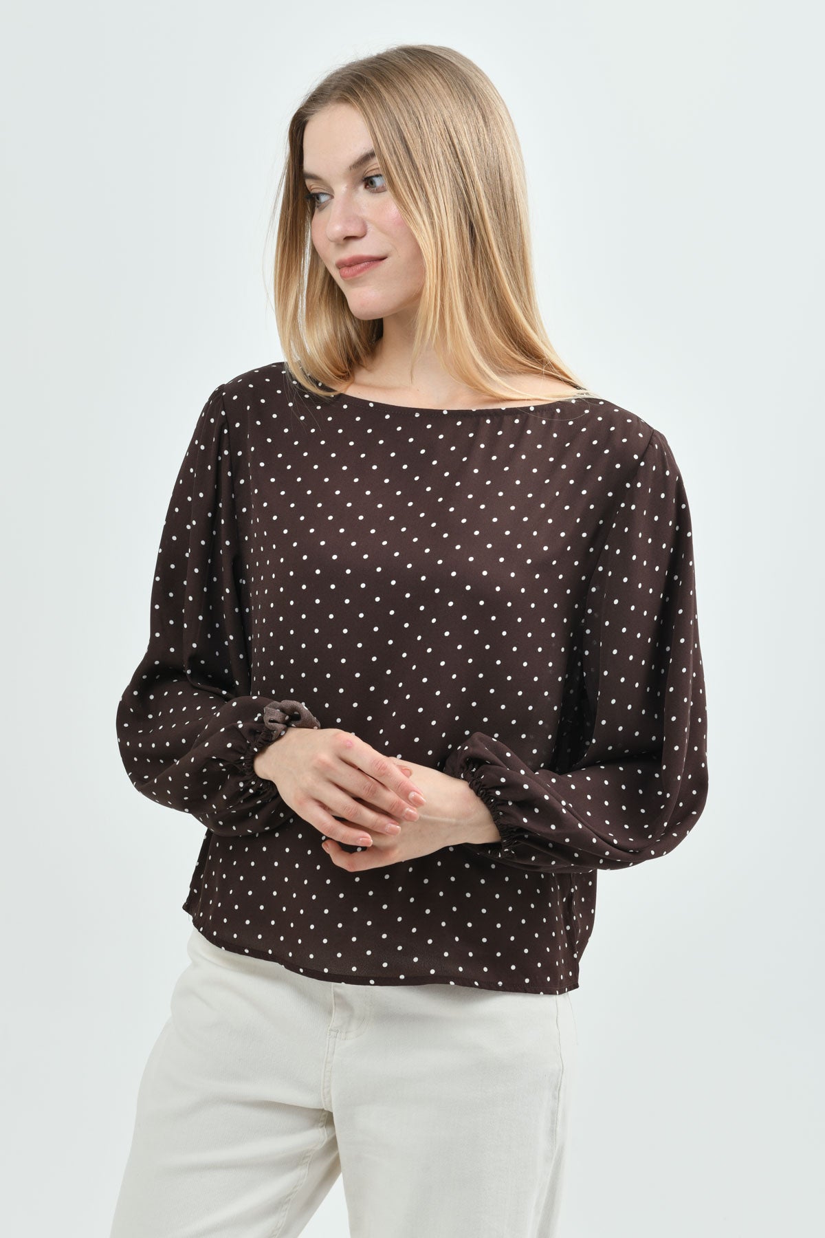 Blusa Mujer Loose Café Oscuro