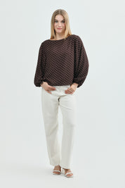Blusa Mujer Loose Café Oscuro