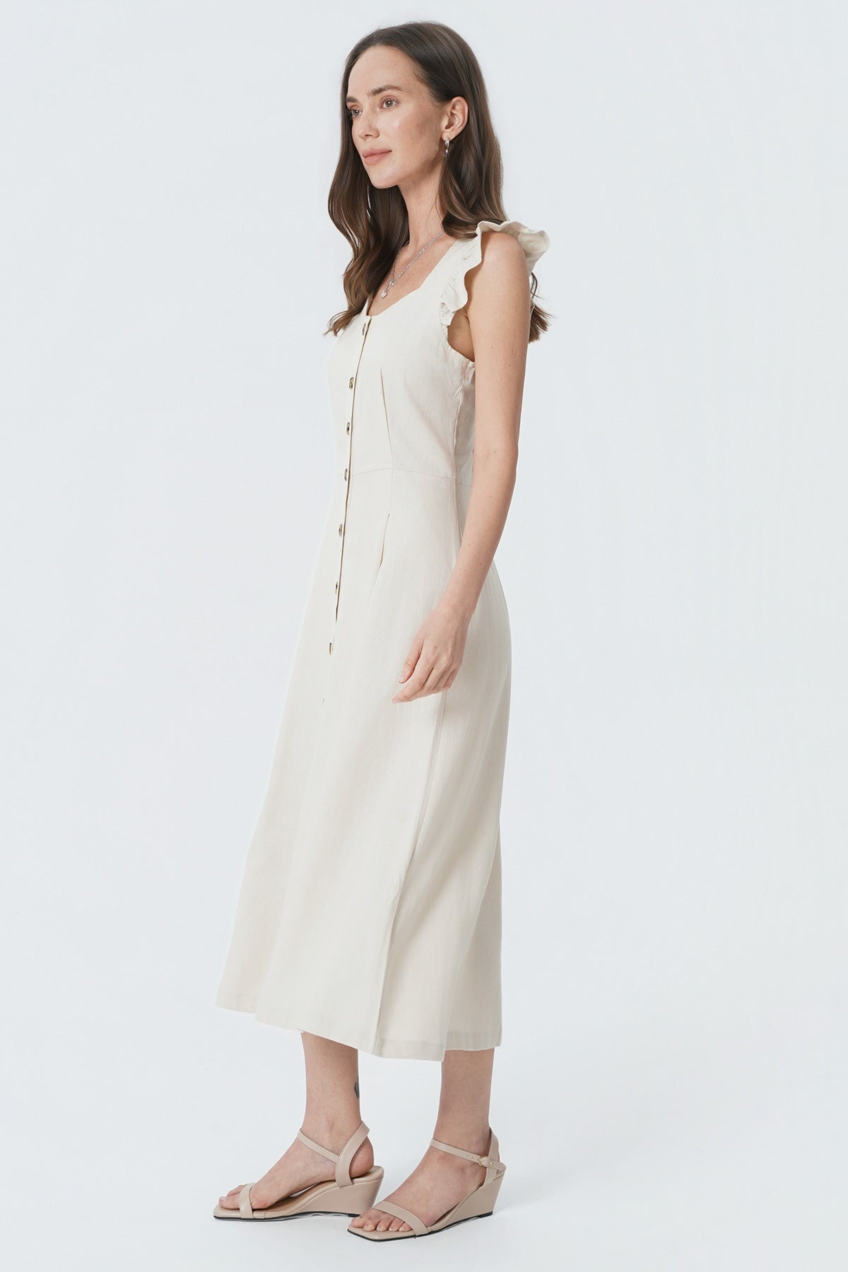 Vestido Falda Midi Mujer Arena