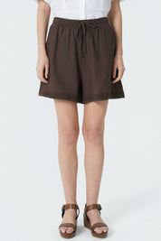 Short Boho Amplio Mujer Café Oscuro