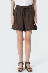 Short Boho Amplio Mujer Café Oscuro