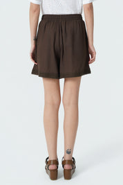 Short Boho Amplio Mujer Café Oscuro
