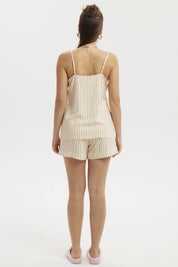 Pijama Mujer Hombro Descubierto Beige