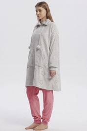 Bata Mujer Half Zipper Gris
