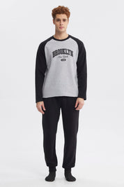 Pijama Hombre Pijama Polera Y Pantalón Negro